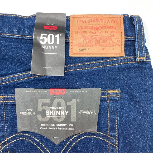Levi’s Premium 501 Skinny Jeans Dark Wash Stretch nwt - Picture 9 of 10